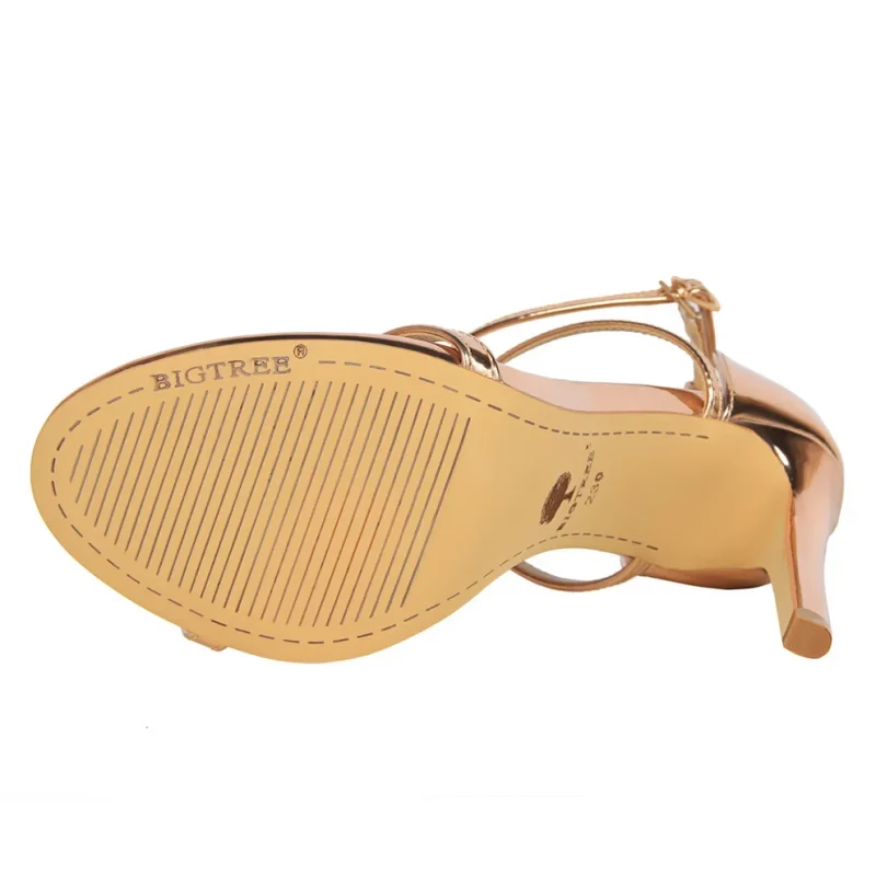 Summer Mid Low Heels Champagne Gold Sandals Roman Pumps Lady - Image 4