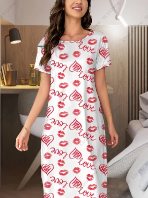 Floral Dresses Women’s Home Nightgowns Micro Stretch Girls’ Knee