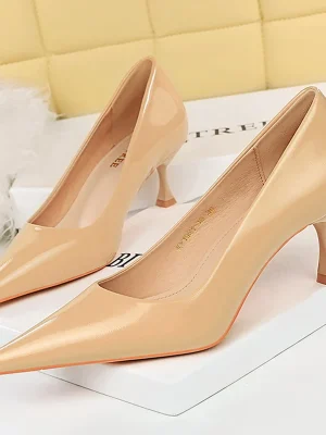 Elegant Women 5.5cm High Heels Patent Leather Pumps Office Lady