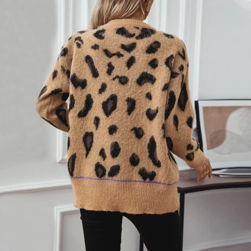 Women's Leopard Knitted Sweater Autumn Winter Cloth - Image 5