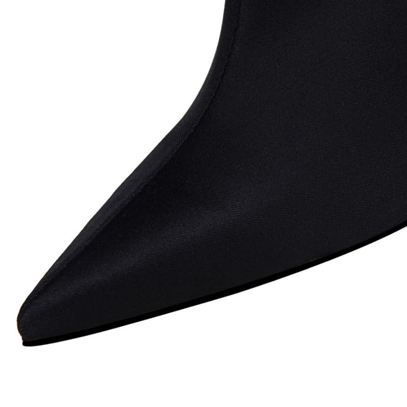 Women 7.5cm 10cm High Heels Silk Sock Boots Green Low Heels - Image 8