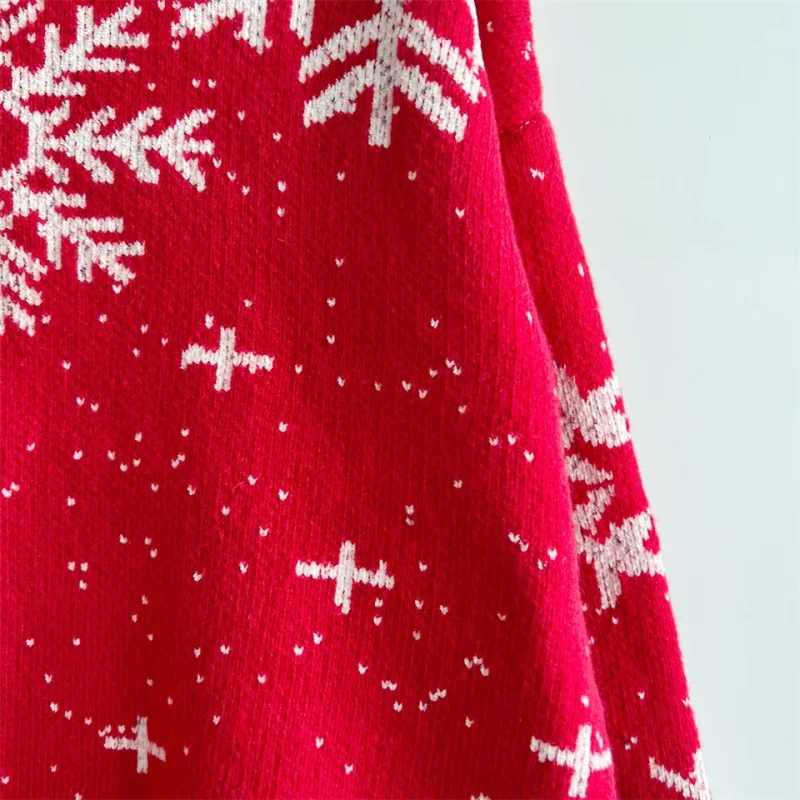 Clothes Christmas Sweater Snowflake Print O- Neck Long Sleeve Knitted - Image 17