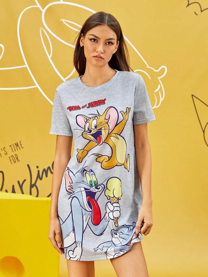 Fashion Cartoon Print Cute Women's Short Sleeved Dress - Image 4