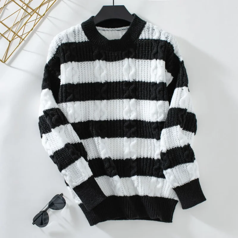 Winter Striped Long Sweater Women 2024 New Autumn - Image 3