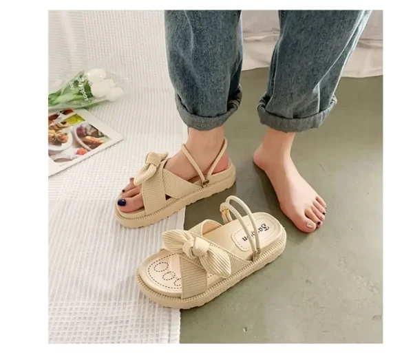 Summer Slippers Thick Platform Flat Sandals with Butterfly-Knot Summer Flip Flops Sandals - Image 9