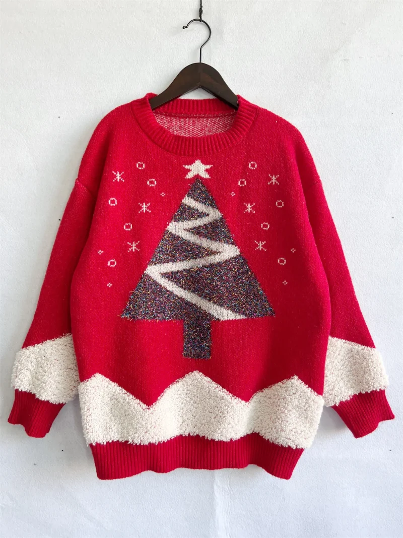Christmas Sweater Women Long Sleeved Loose Knitted - Image 14