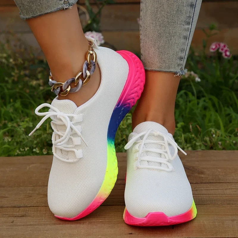 Women's Breathable Mesh Sneakers, Low Top Lace Up Round Toe - Image 8