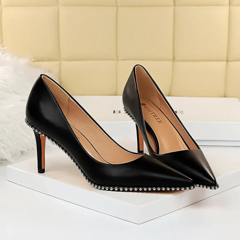 Women 7.5cm 10.5cm High Heels Studded Rivets Pumps Lady - Image 16