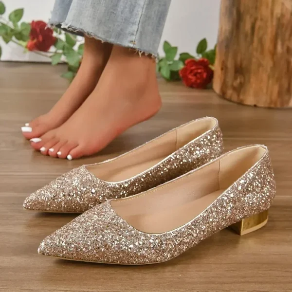 Autumn New Fashion Pointed Shiny Face Shallow Mouth Large Heels for Women's - Image 7