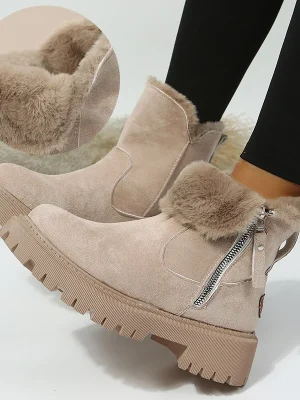 Thick Plush Snow Boots Women Faux Suede Non-slip Winter Boots Woman