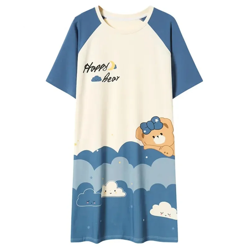 Summer Striped Pajamas Women's Pajamas Plus Size Women's Home Nightgown - Image 7
