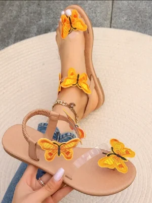 Luxury Designer Women Shoes Butterfly Decoration Flat Ladies Shoes