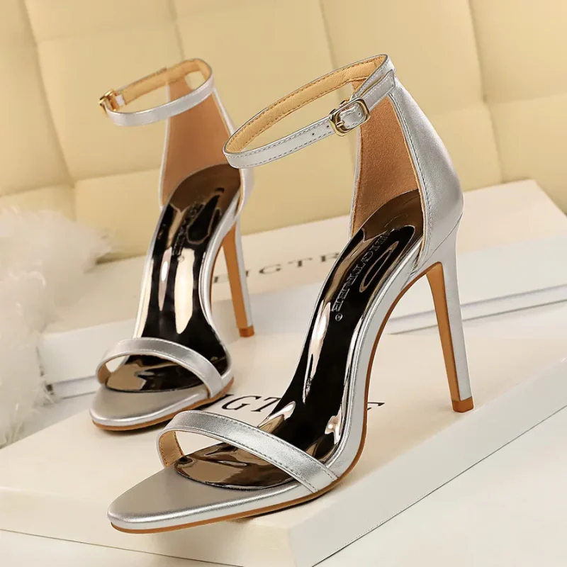 Summer Women 10cm High Heels Fetish Leather Sandals Lady - Image 15