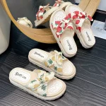 Pineapple Strawberry Print Women Casual Slippers Open Toe Thick Platform