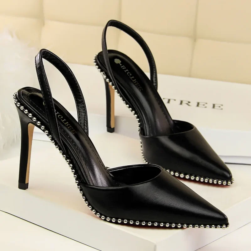 Women 9m High Heels Sandals Lady Suede Slingback Mules Sandles - Image 13