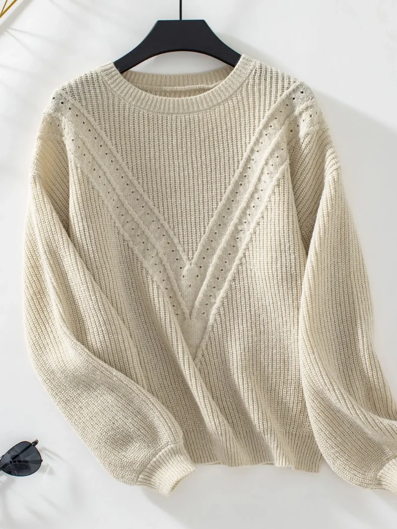 Women Solid Color Knitted Sweater 2024 Autumn - Image 12