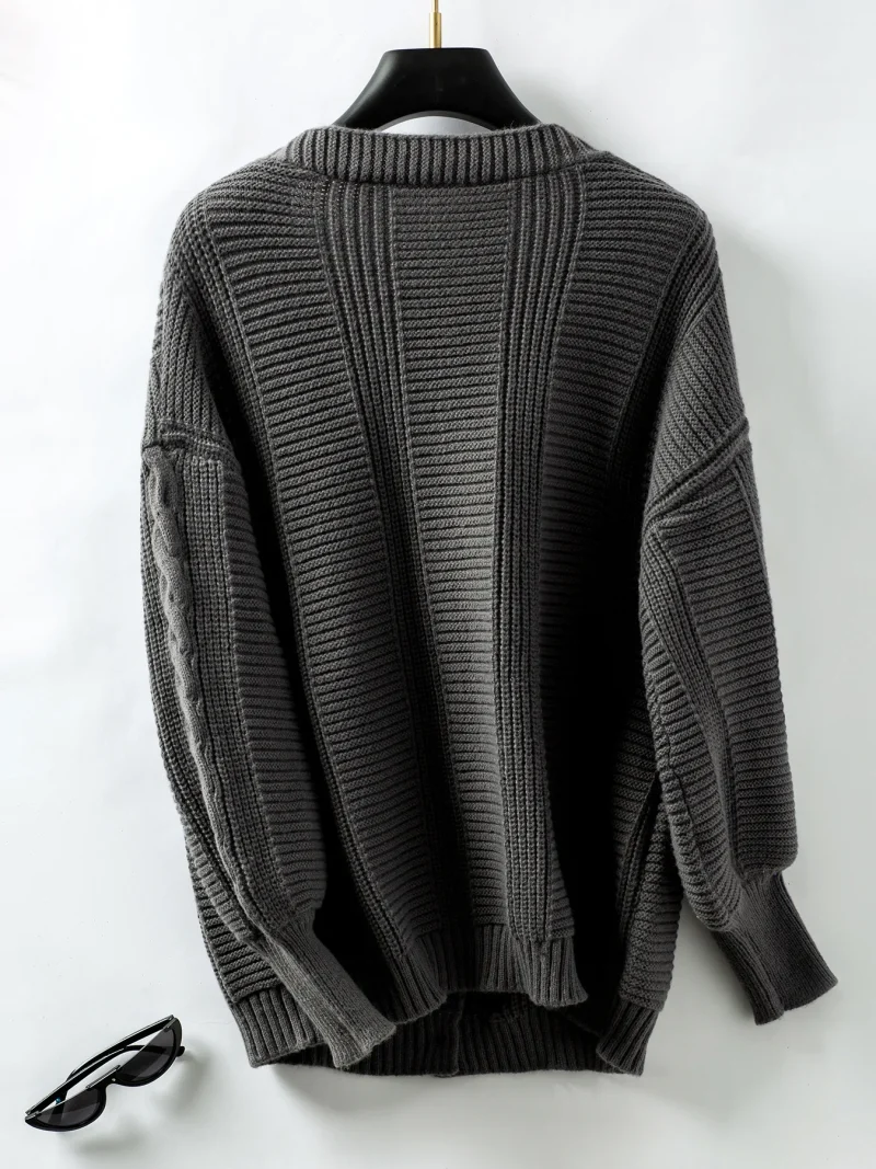 Twist Cross Single Breasted Knitted Cardigan Women's Autumn - Image 15