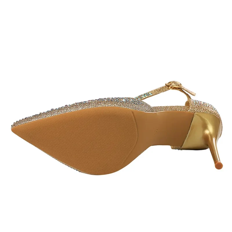 Sexy Women 10cm High Heels Sandals Wedding Glitter Bridal Heels - Image 5