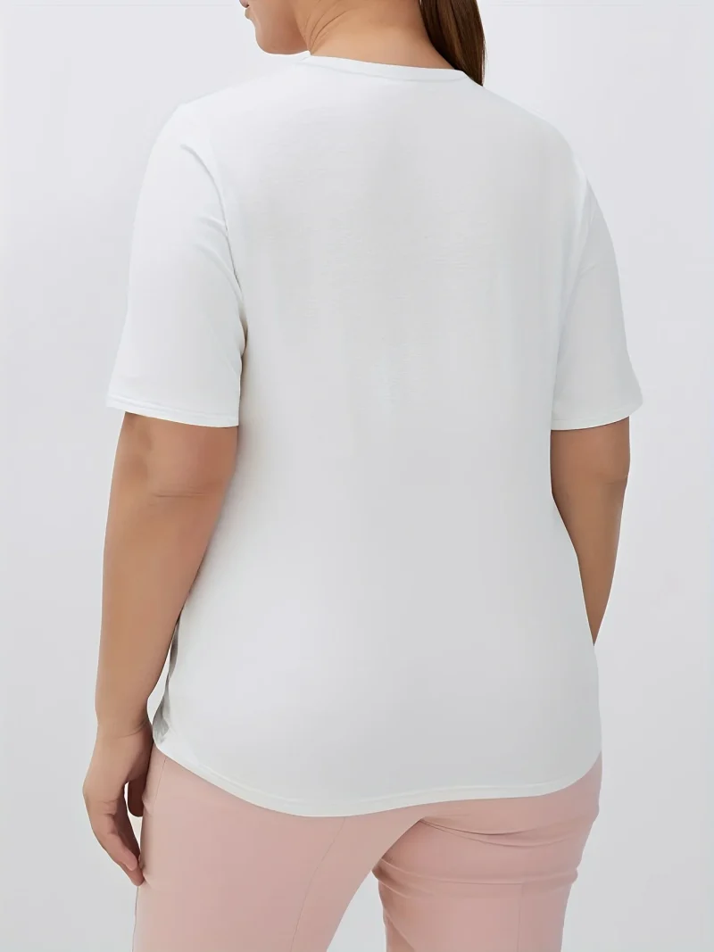 Women's Cotton T-shirt Plus Size Bottoming Shirt 3D LOVE Print Round Neck T-shirt - Image 2