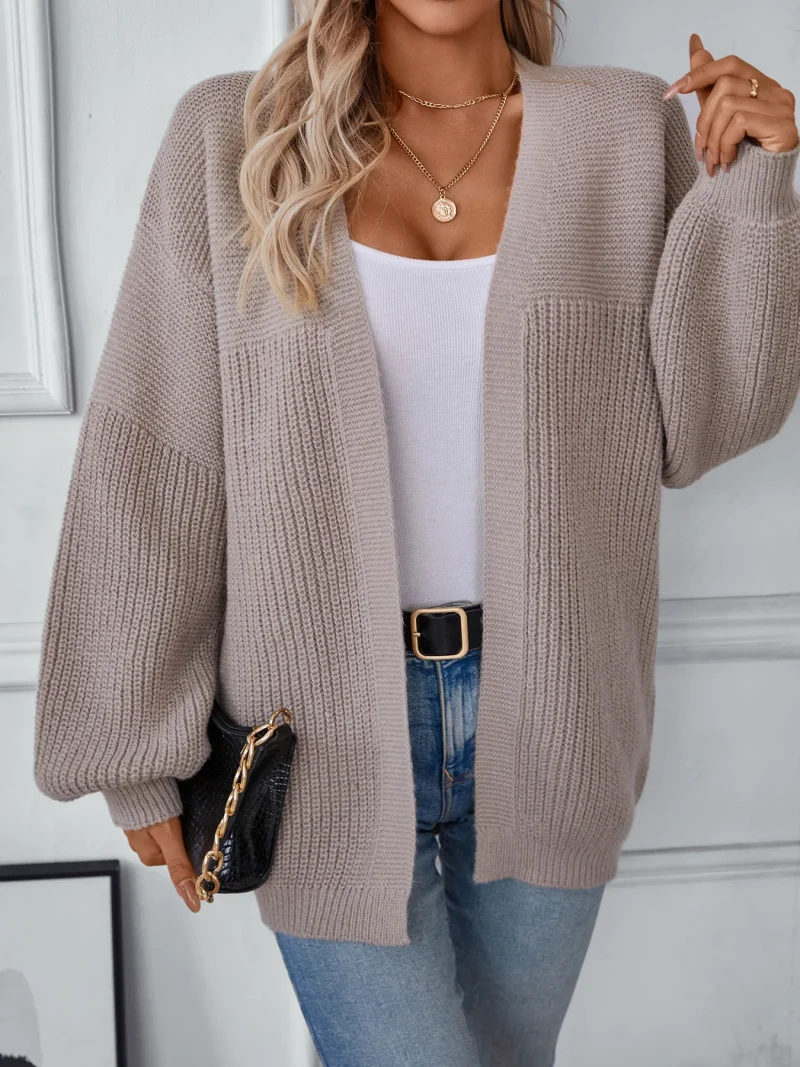 Autumn Winter Casual Loose Solid Color Long Knitted Cardigan Jacket - Image 11