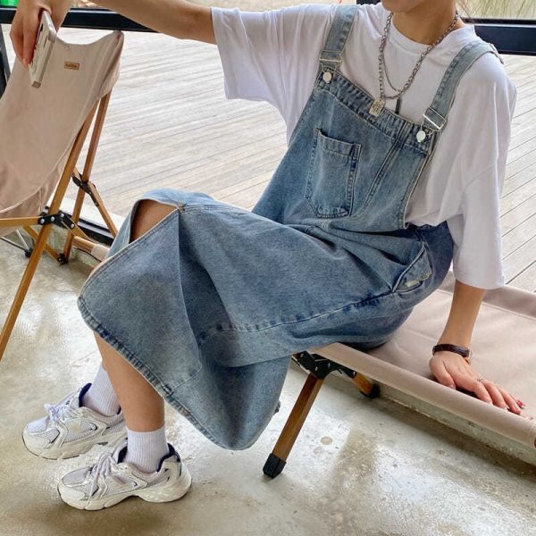 Summer Denim Overall Dress Women Sleeveless Jeans Dresses Fashion - Image 10