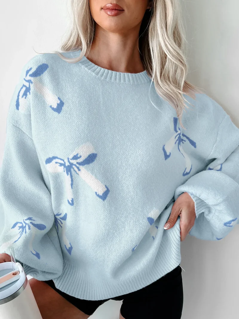 Women's Autumn Winter Loose Casual Pullover Long Sleeved Kntted Tops - Image 6