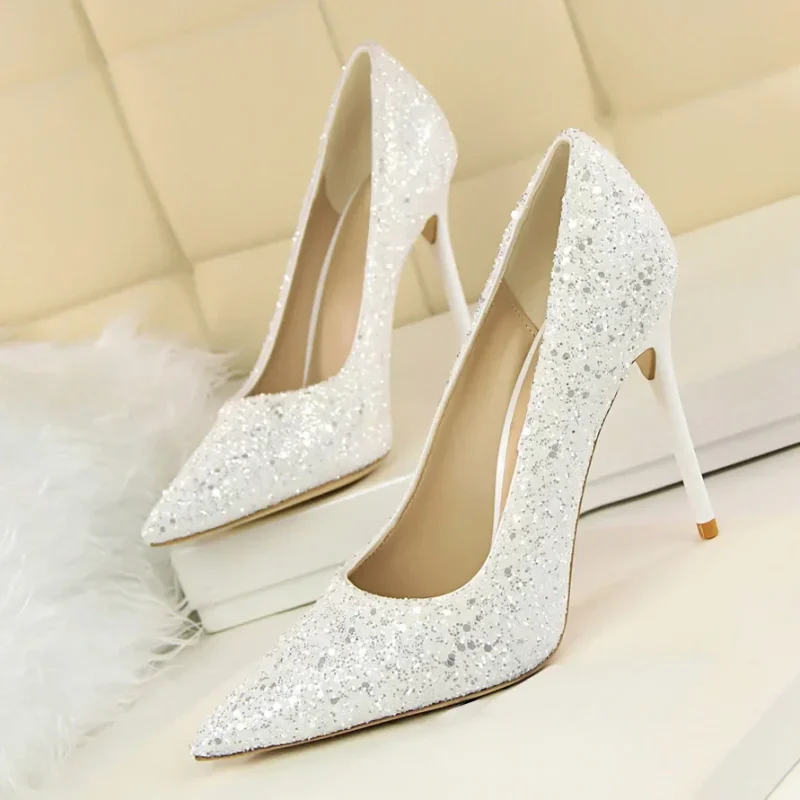 Women 7cm 9.5cm High Heels Pumps Wedding Bridal Scarpins - Image 22