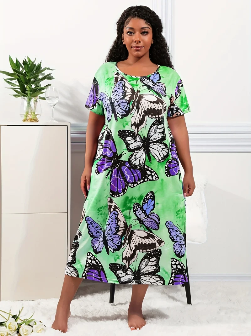 Women's Casual Pajamas Plus Size S~5XL Fluid Printed Short - Image 4