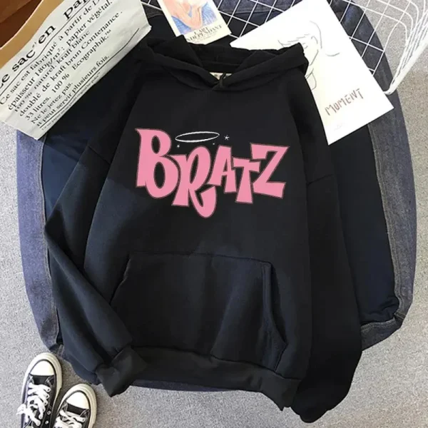 Bratz Letter Printed Plus Size Hooded Sweatshirt Men Women Hoodie - Image 3