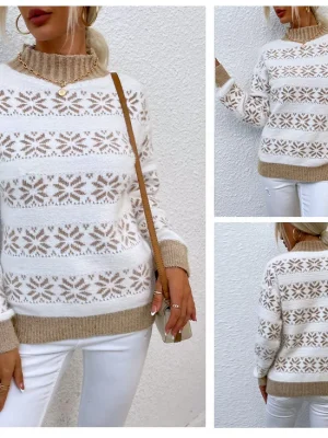 Winter Knitted Half Turtleneck Festive Christmas Sweater