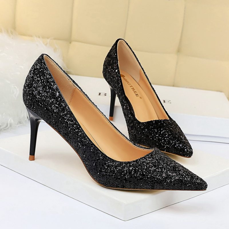 Women 7cm 9.5cm High Heels Bling Pumps Wedding Bridal Scarpins - Image 12