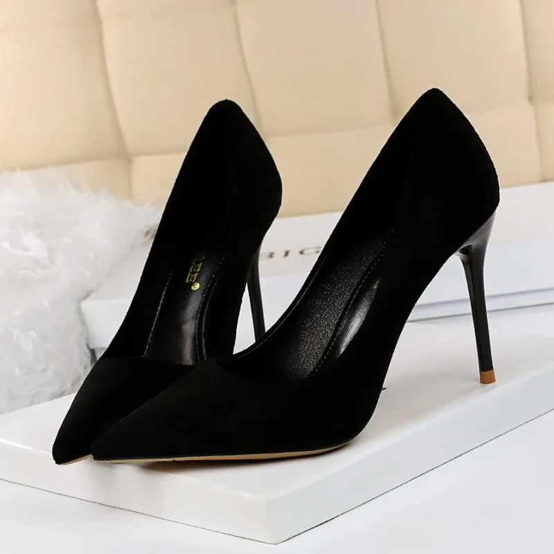 Women 9cm High Heels Pumps Stripper Flock - Image 18