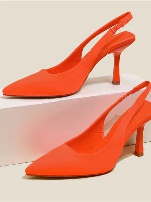 Women 9cm High Heels Pumps Neon Orange Green Sandals Lady