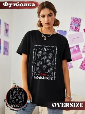 Pure Cotton Ladies T-shirt Tops Street Gothic Clothing Casual Vintage