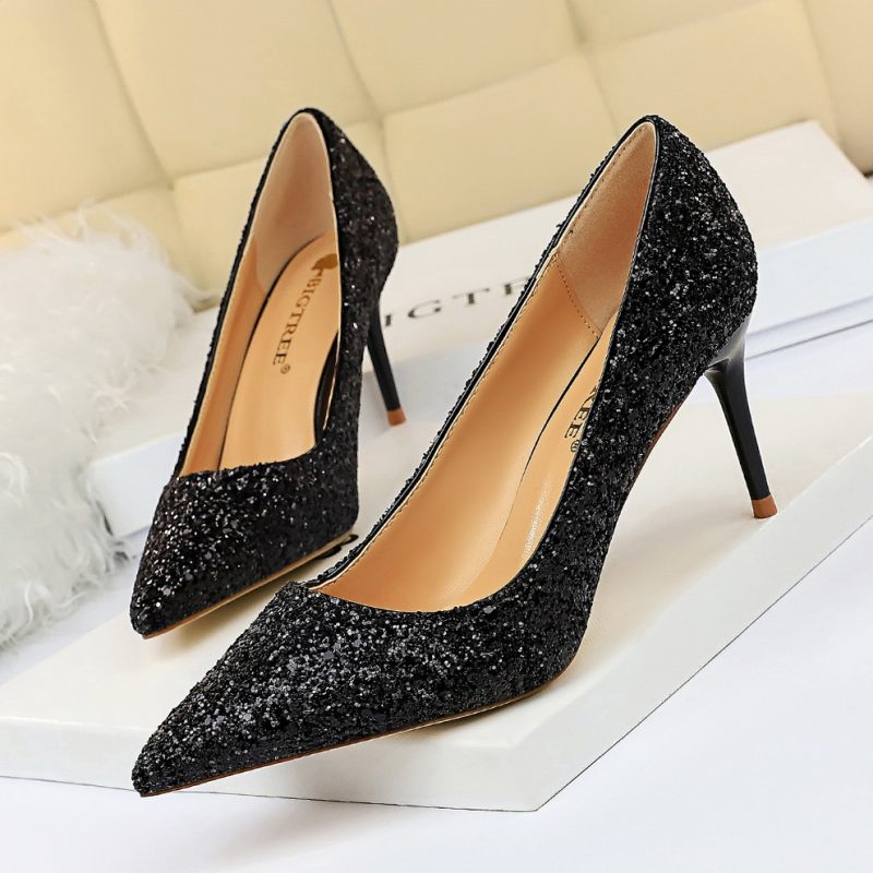 Women 7cm 9.5cm High Heels Bling Pumps Wedding Bridal Scarpins - Image 11