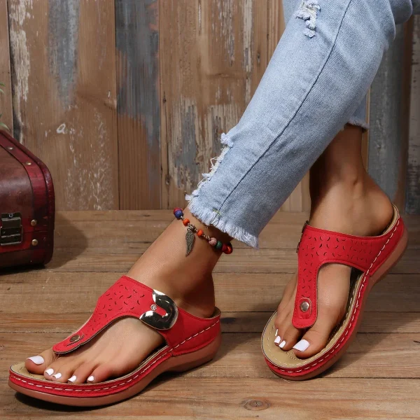 Women Wedge Sandals Premium Orthopedic Open Toe Sandals Vintage Anti-slip Leather