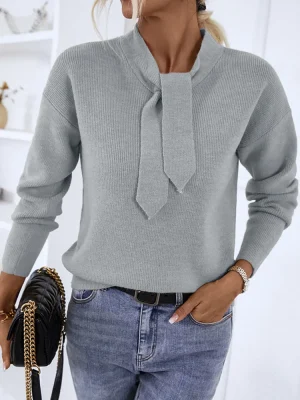 Scarf Collar Sweater Autumn Winter Long Sleeve