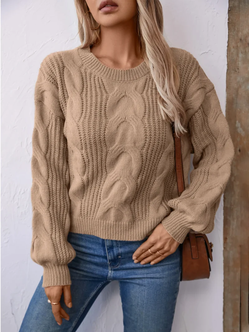 Solid Color Twists O-Neck Pullovers Women's Autumn - Image 9