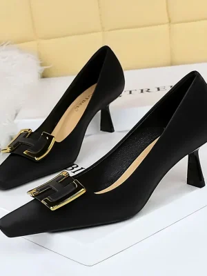 Profession OL Women Pumps 6cm Thin High Heels Lady Low Heels Square Toe