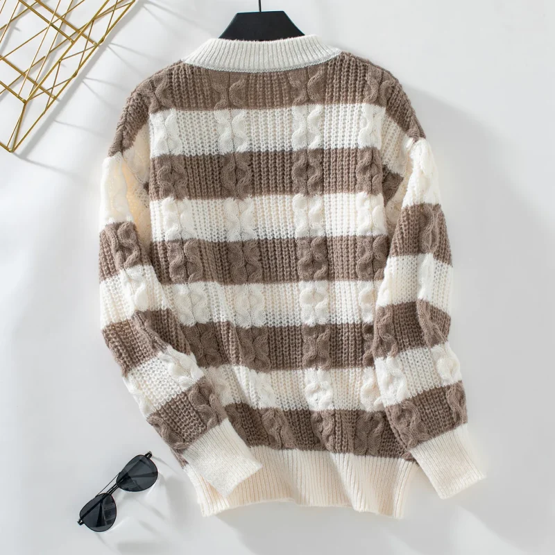 Winter Striped Long Sweater Women 2024 New Autumn - Image 11