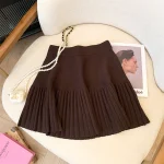 Autumn Pleated Women Mini Skirts Korean Sweet Knitted - Image 4