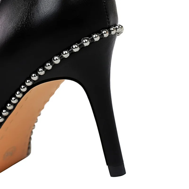Women 7.5cm 10.5cm High Heels Studded Rivets Pumps Lady - Image 12