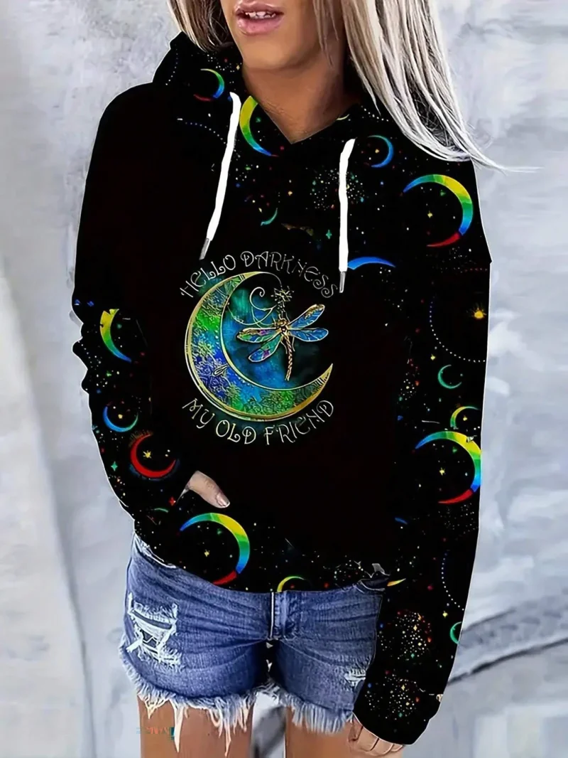 Women's Sports Top With Moon And Text 3D Printing Fashion Autumn - Image 2