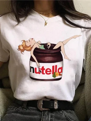 Women’s T-Shirt Nutella Print Women’s Home Cotton T-Shirt Perfect Mum’s Home