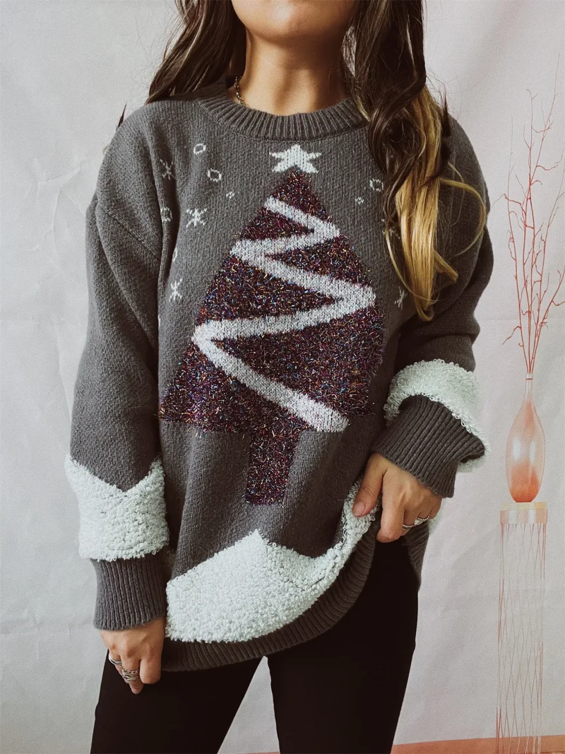 Christmas Sweater Women Long Sleeved Loose Knitted - Image 7