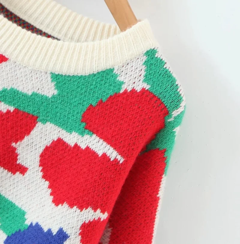 Winter Clothes Big Flower Long Sleeve Knitted Sweater Women Fashion - Image 12