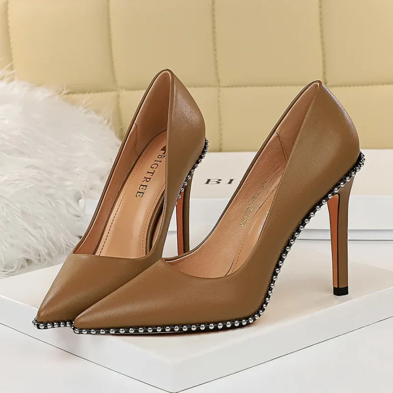 Women 7.5cm 10.5cm High Heels Studded Rivets Pumps Lady - Image 20