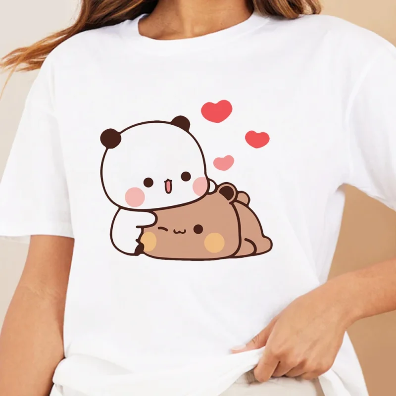 Cartoon Panda Bear Bubu and Dudu T Shirt  Cotton Women Tops