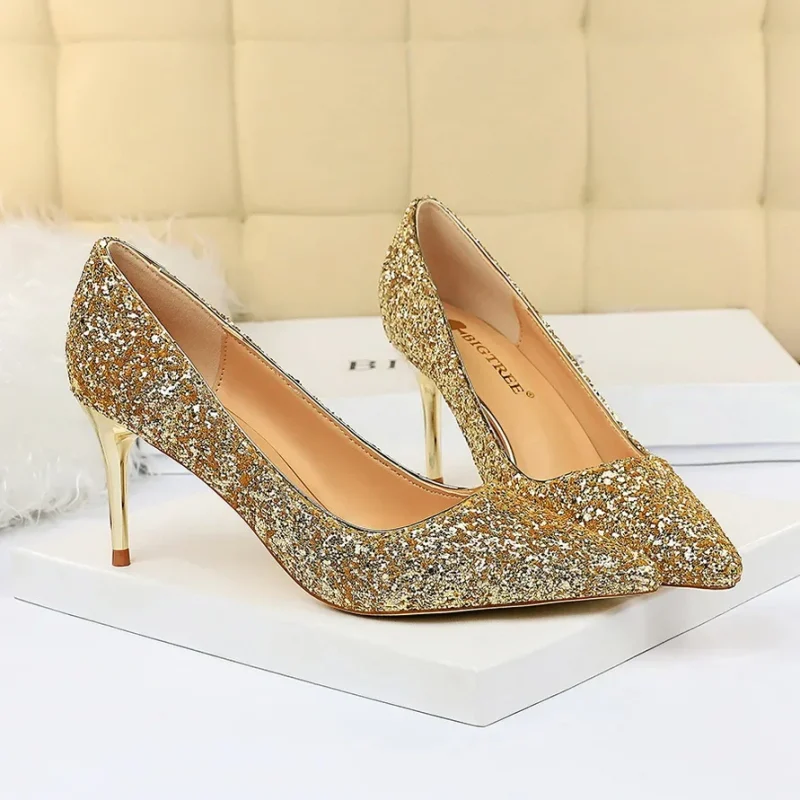 Women 7cm 9.5cm High Heels Pumps Wedding Bridal Scarpins - Image 15