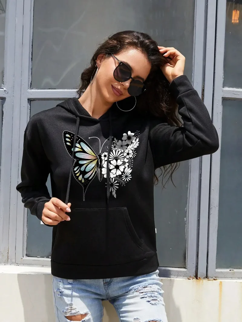 Women's Cotton Hoodie Vintage Love Pattern Hoodie Womens Creative Hip Hop - Image 4